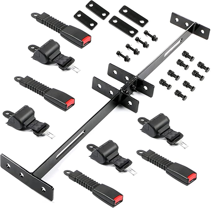 Free Shipping:NOKINS 4 Sets of Retractable Seat Belt Kit, with Brackets Stainless Steel Bolt, for Golf Cart EZGO Yamaha Club Car