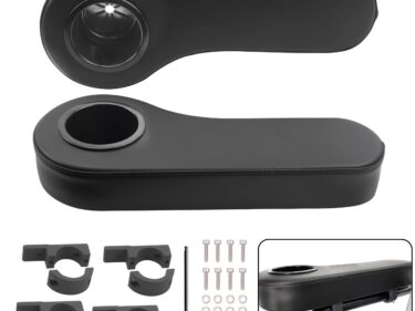 NOKINS Armrest with Cup Holder Compatible with i40 i40L Advanced EV Rear Seat Kit，No Drilling Required, with Cup Holder(Fit 1.25″ Round Tube), accept customized color or stitching for bulk order