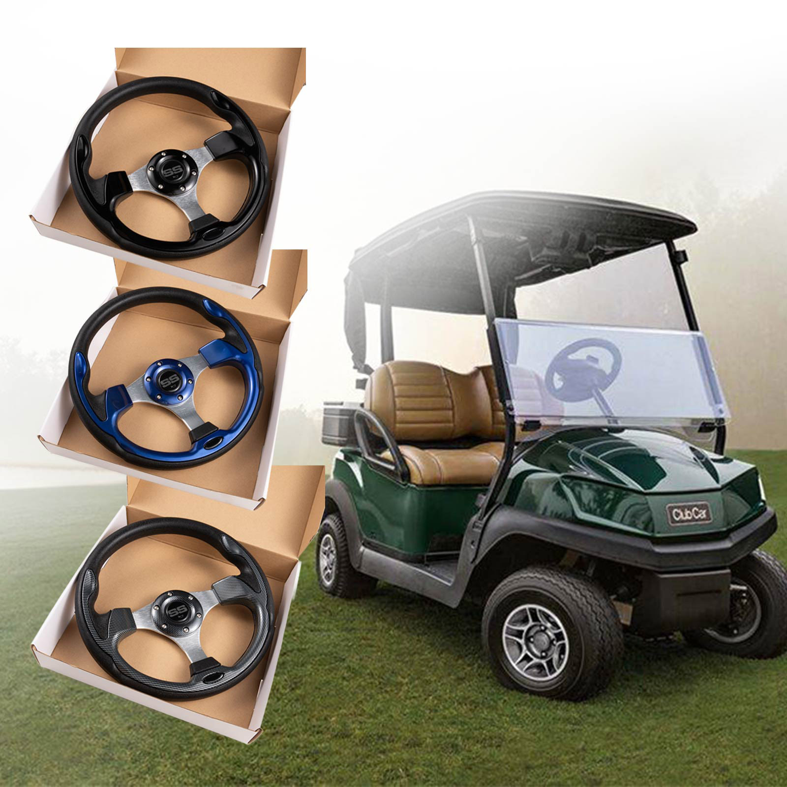 Steering Wheel for Club Car EZGO Yamaha i40 i40L etc Universal Most Golf Carts (adapter is not included）