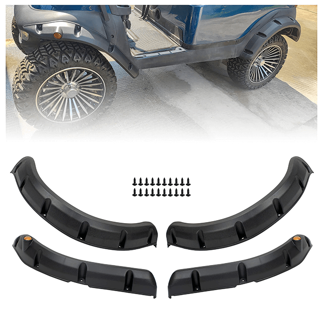 Nokins Fender Flare for Club Car Precedent Gas/Electric Golf Cart Front and Rear Block The Splashing Sludge. Rigid Molded Plastic with Stainless Steel Screws (Set of 4pcs)