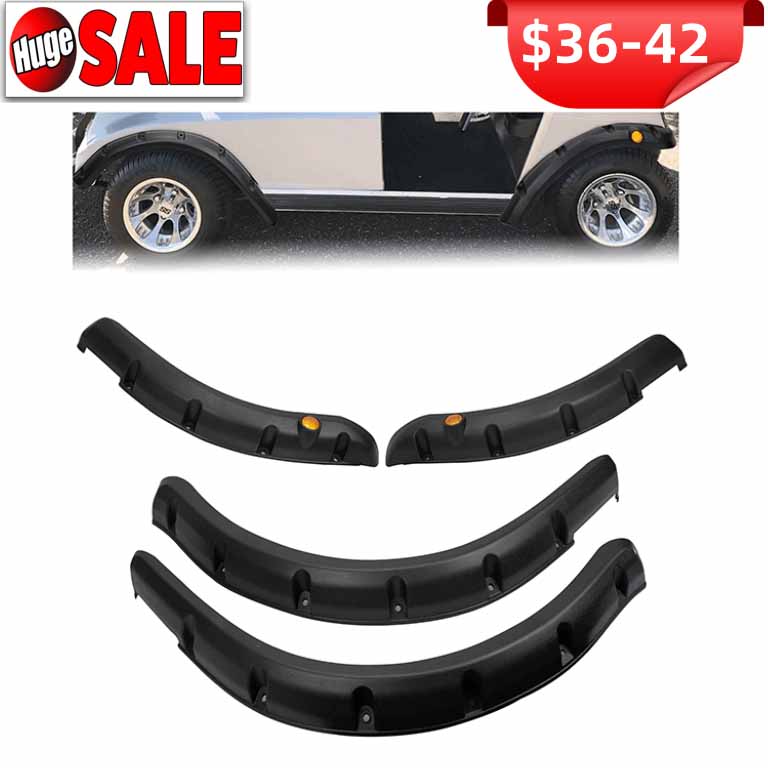 On Sale:Nokins Fender Flare for Club Car DS 1993-UP Gas/Electric Golf Cart Front and Rear Block The Splashing Sludge. Rigid Molded Plastic with Stainless Steel Screws (Set of 4pcs)