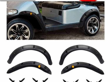 Nokins Fender Flare for EZGO RXV 2008-2015 Gas/Electric Golf Cart Front and Rear Block The Splashing Sludge. Rigid Molded Plastic with Stainless Steel Screws (Set of 4pcs)