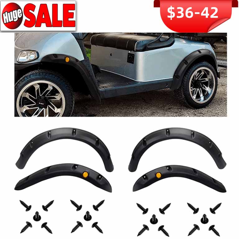 Nokins Fender Flare for EZGO RXV 2008-2015 Gas/Electric Golf Cart Front and Rear Block The Splashing Sludge. Rigid Molded Plastic with Stainless Steel Screws (Set of 4pcs)