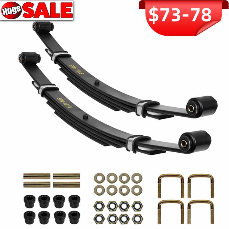 4-Leaf Rear Leaf Spring for Egzo TXT Heavy Duty 1995-2013 Dual Action Set with Bushing Kit Fits Golf Cart , 2-Pack