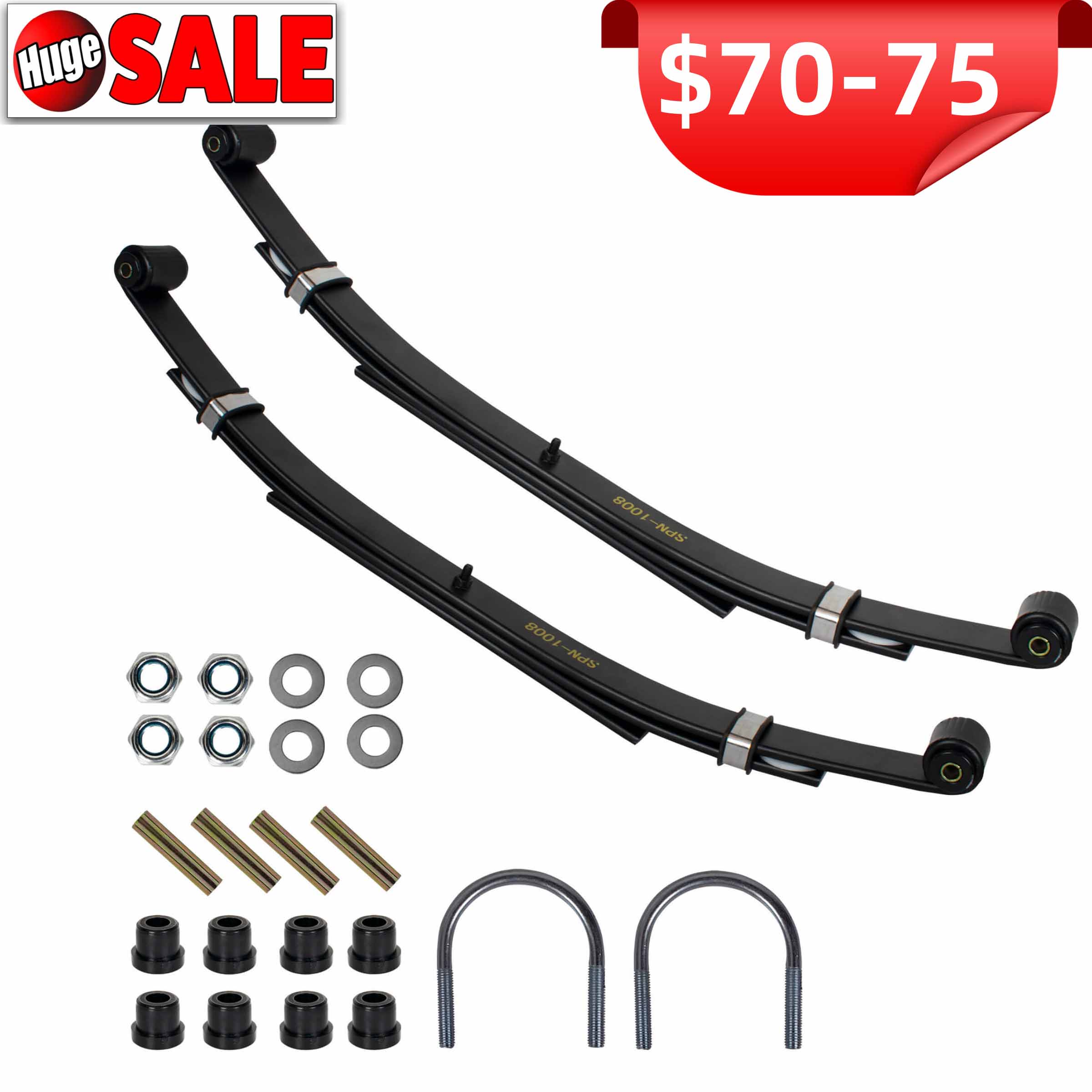 3-Leaf Rear Leaf Spring for Club Car DS Heavy Duty Dual Action Set Golf Cart with Bushing Kit, 2-Pack  Free Shipping
