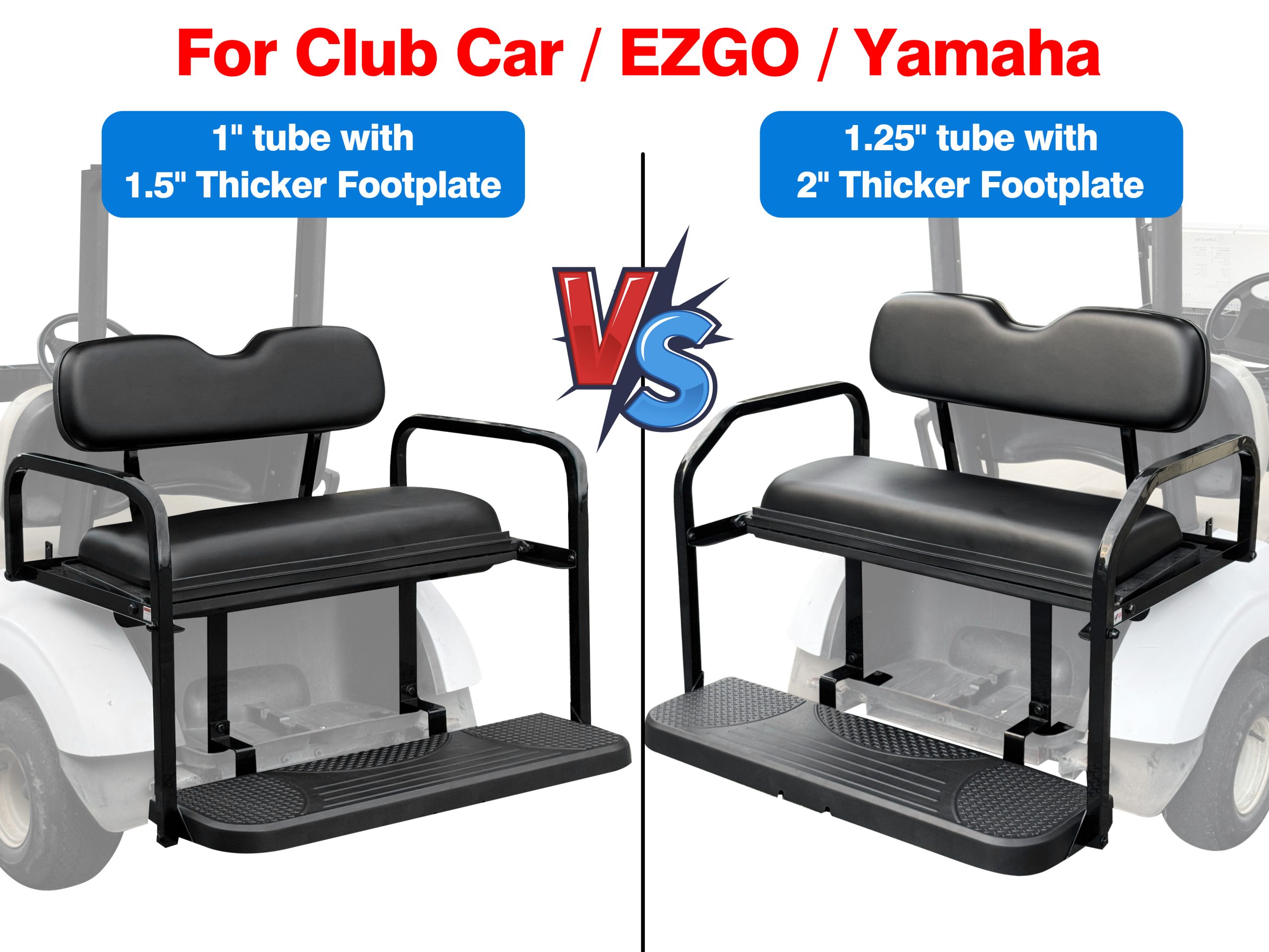 NOKINS Rear Seat Kit for Club Car/EZGO/Yamaha, Integrated Seat Belt Mounting Tabs,Storage Cooler Box Sold Separately (options of sizes, colors and brands together in this link)   Free Shipping