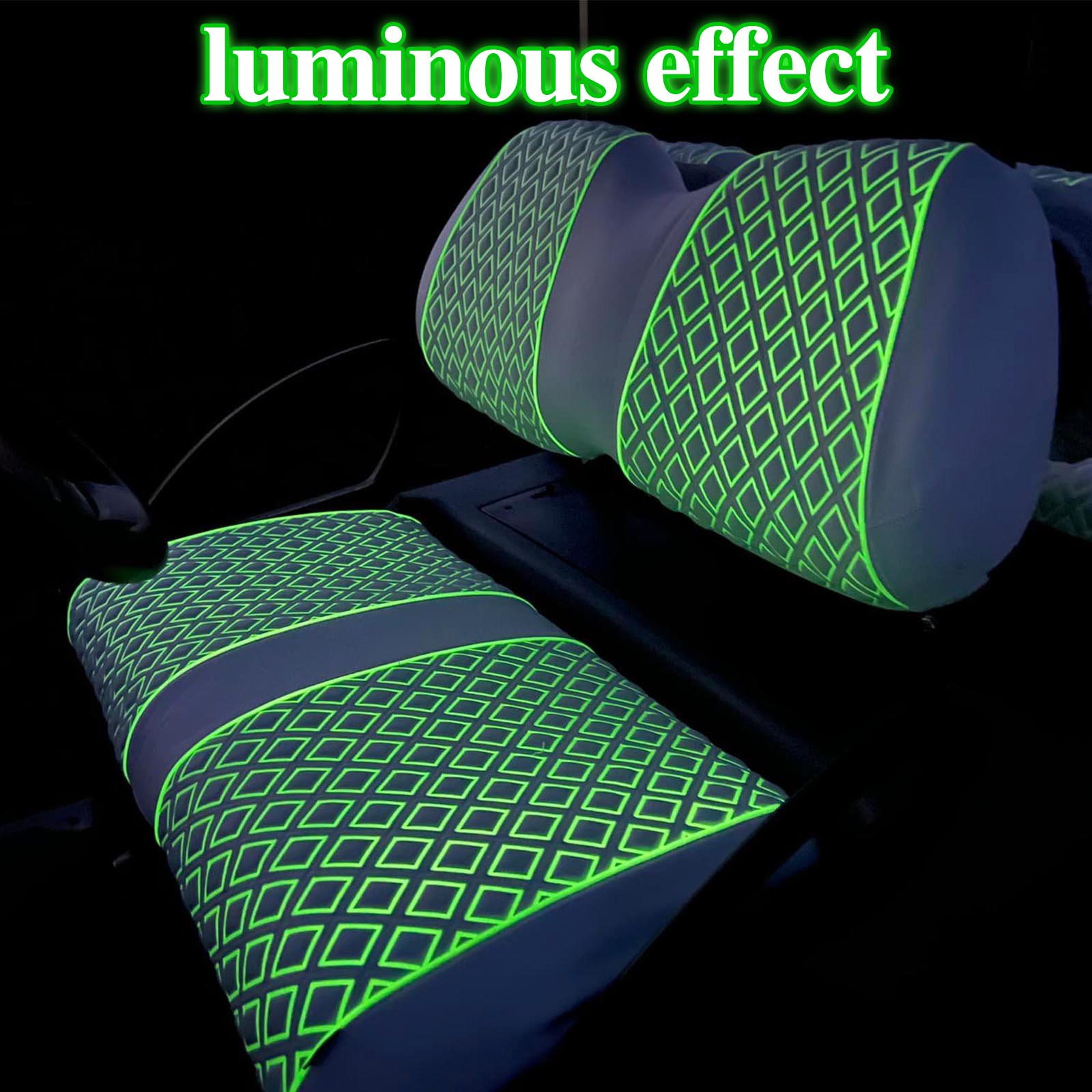 NOKINS Luminous Seat Cover for Club Car/Ezgo/Yamaha/Rear Seat, Multiple Colors, No Staplers/Nails Required, Golf Cart Diamond Vinyl Slip-on Seat Cover (options of colors and brands together in this link)