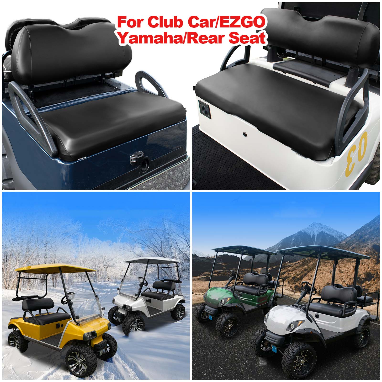 NOKINS Smooth Waterproof Seat Cover for Club Car/Ezgo/Yamaha/Rear Seat, No Staplers/Nails Required, Golf Cart Vinyl Slip-on Simple Replacement Seat Cover (options of colors and brands together in this link)