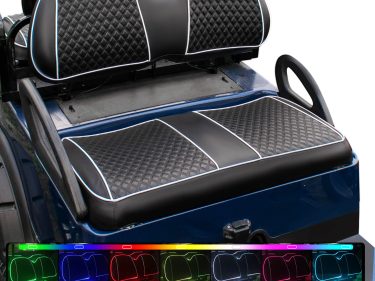 NOKINS RGB Seat Cover with New RGB Color Changing LED Technology,Colorful Ambient Lights for Club Car/Ezgo/Yamaha/Rear Seat, Wireless APP, Connect to Battery Box, No Staplers/Nails Required, Golf Cart Vinyl Slip-on Seat Cover (options of brands together in this link)