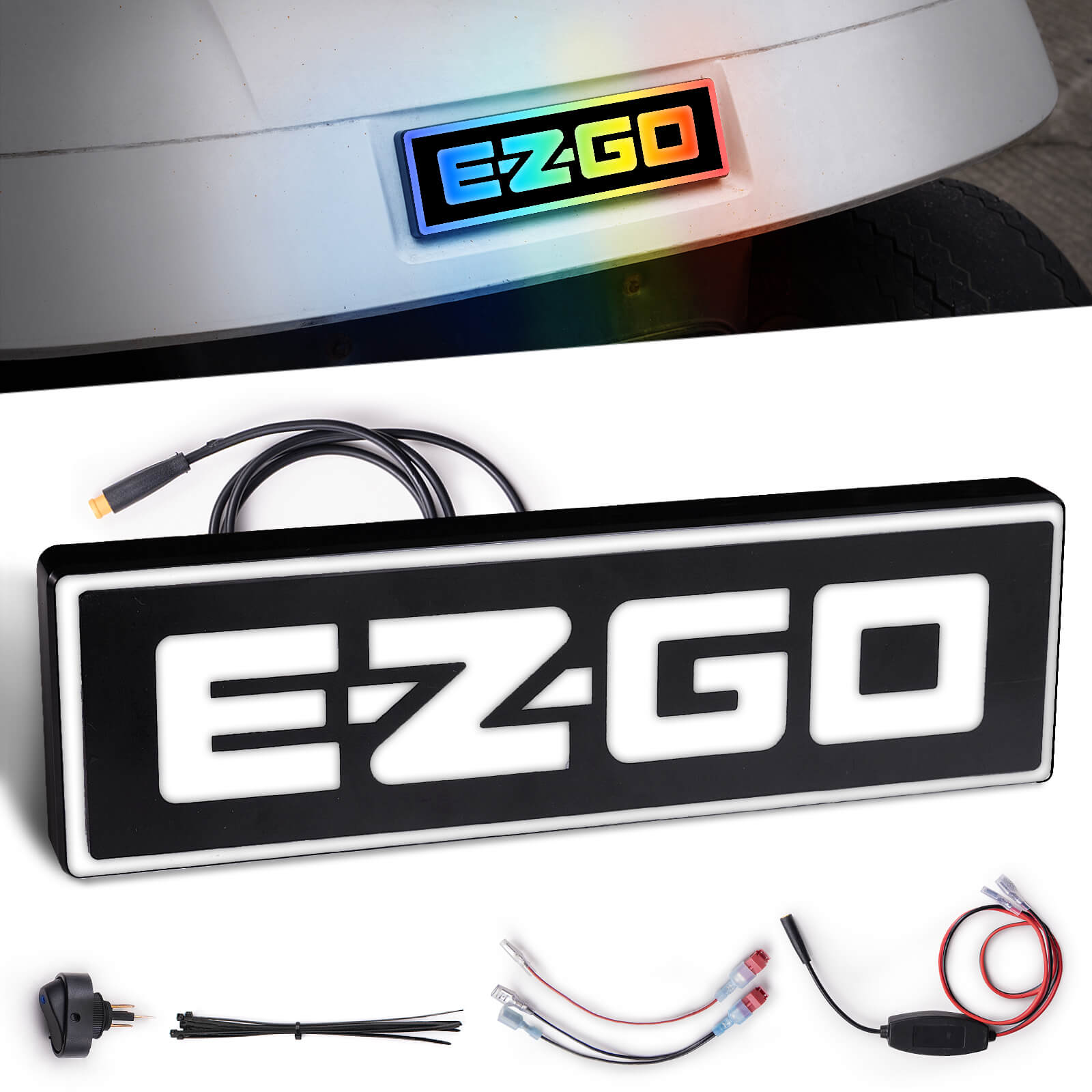NOKINS Front Name Plate for EZGO TXT 1994-2013 Gas or Electric Golf Cart Models,Magic Color Replace OEM 71037G01, 9.25"×2.7" Emblem