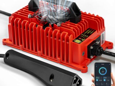 NOKINS Battery Charger for EZGO RXV 2008+/EZGO TXT 2014+,48V 15AMP Golf Cart,Type 3-pin Triangular Plug, 3-6H Full Charge, 36 Volt Golf Cart EZGO Charger with 12.5FT Cord