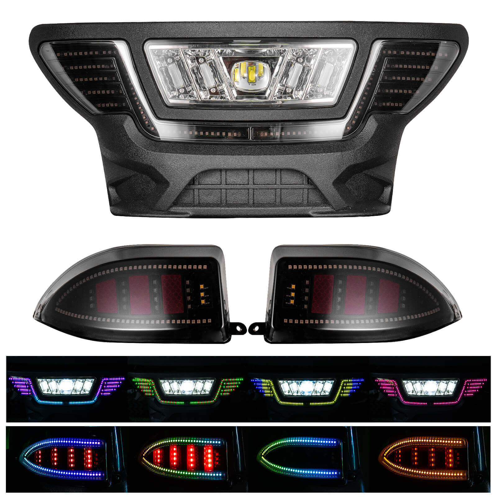 NOKINS RGB Light Kit for Club Car Precedent Electric & Gas 2004-UP Golf Cart, APP Control, RGB Deluxe LED Lights Multi-Color Change, Mechanical Brake Switch,Low/High Beam,DRL,Scanning Turn Taillights with Sequential Turn Signal Operation, Reversing Light