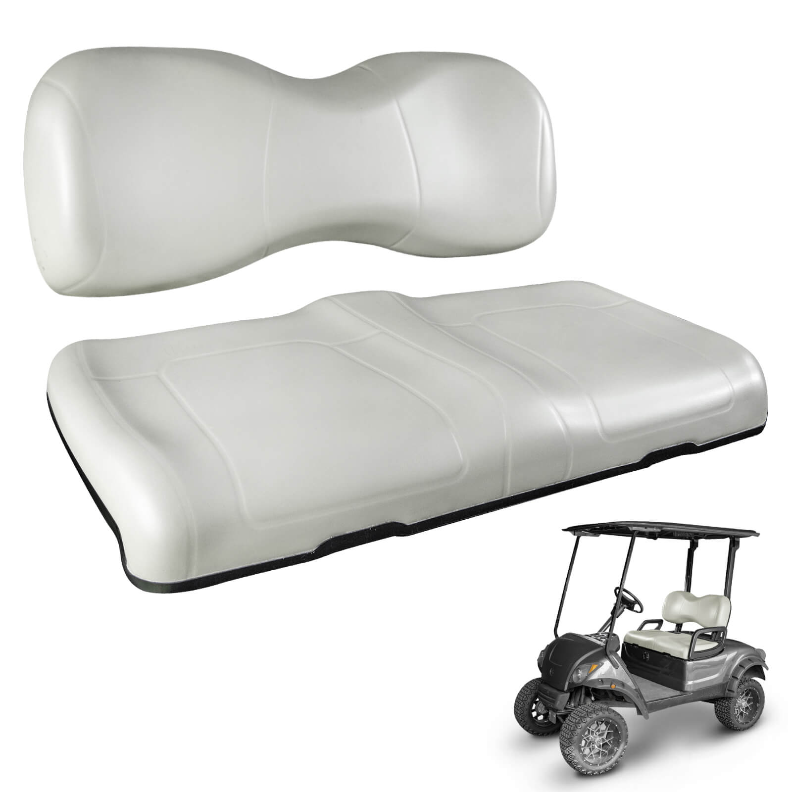 Front Seat Cushion Kit Fit Yamaha G29/Drive 2007-2016 Golf Cart Accessories Including NOKINS Replacement Bottom Cushion and Backrest Cushion (Oyster Gray)