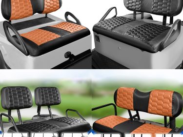 NOKINS Seat Cover for Club Car/Ezgo/Yamaha/Rear Seat, No Staplers Required, Golf Cart Vinyl Slip-on Diamond Seat Cover (options of colors and brands together in this link) Carbon Fiber Hexagon