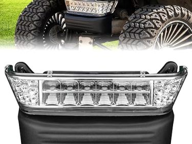 NOKINS Club Car Precedent Light Kit with Bumper for CCP 2004-UP Electric Gas Golf Cart - 12V LED Headlight & Turn Signal Light (Fit #102524800/1025248-01)