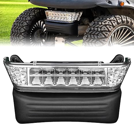 NOKINS Club Car Precedent Light Kit with Bumper for CCP 2004-UP Electric Gas Golf Cart - 12V LED Headlight & Turn Signal Light (Fit #102524800/1025248-01)